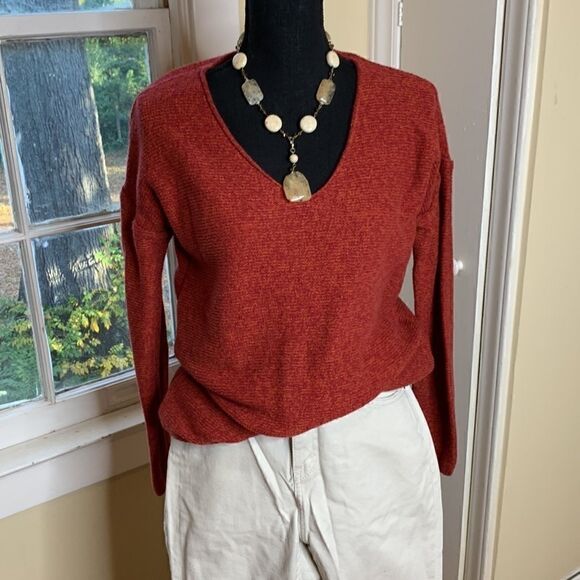 Old Navy rust melange sweater tunic medium slight hi-lo hem EUC - Picture 2 of 9